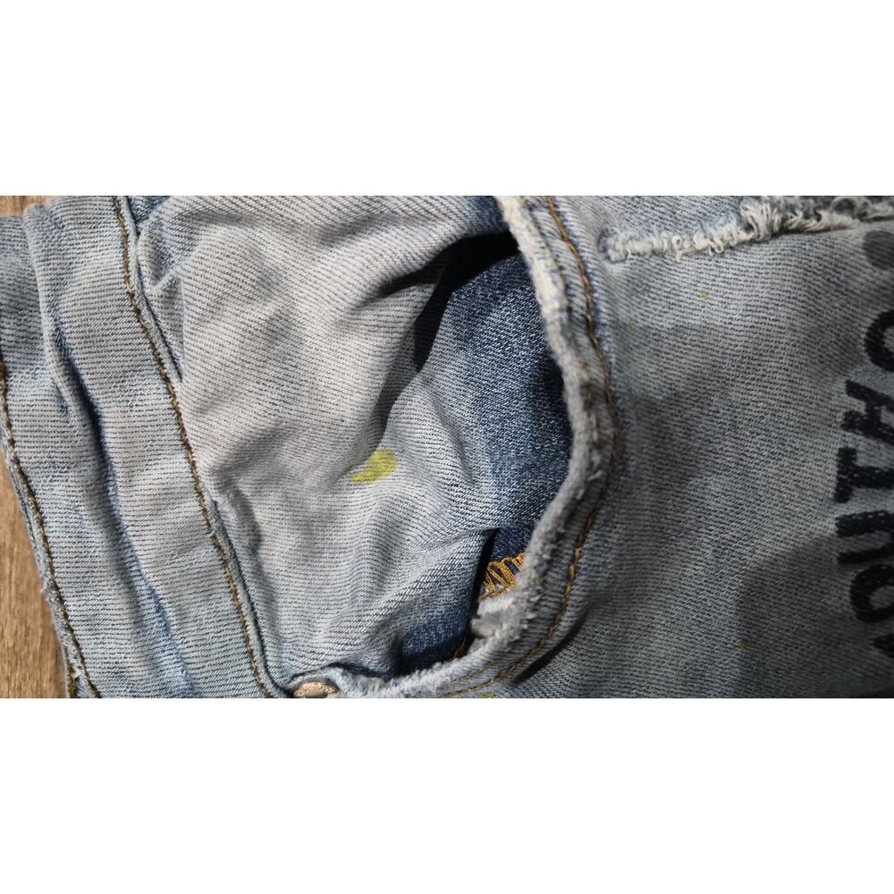 THRT Denim Jeans Men's Size 32 Light Wash Graphic Distressed Streetwear Y2K - Picture 14 of 16